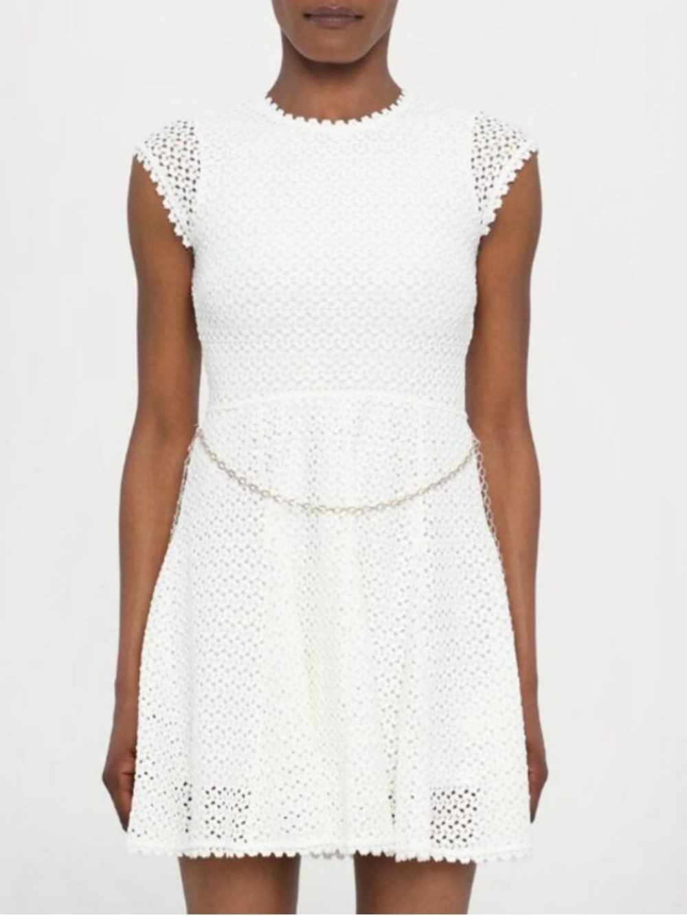Maje Women's White Ricochala Crochet Mini Day Dress Size 36
Small